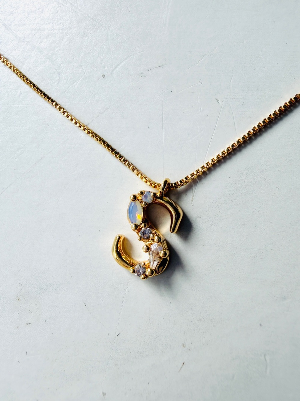 NWT Anthropologie Crystal Initial Necklace Letter S